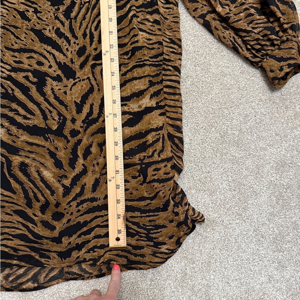 Ganni - Printed Georgette Black & Brown Tiger Patterned Dress - size 36 or US 4 - Picture 10 of 16